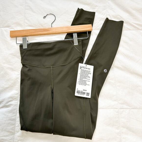 NWT Lululemon Athletica Base Pace HR Tight 28” Leggings Olive Green Size 2 - Picture 3 of 8